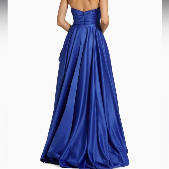 Mac Duggal Strapless High-Low Satin Gown Cobalt 2 11685 - Picture 3 of 7